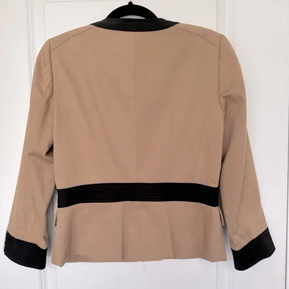 Etcetera Tan Black Gold Metallic Cord Jacket Size 4 Zipper Front Stitchi… - Picture 3 of 4